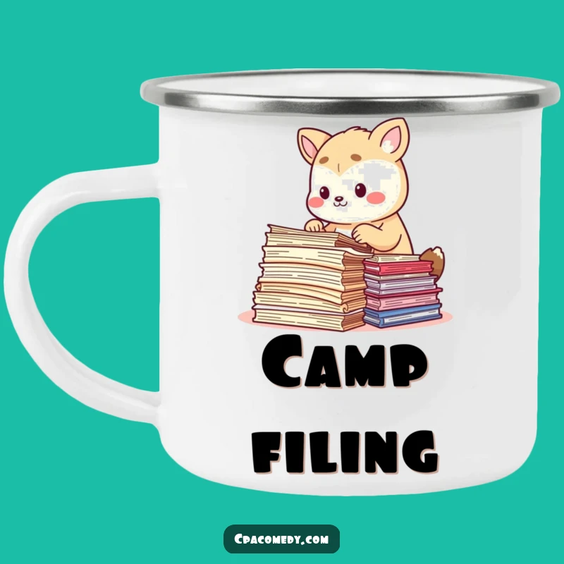 Funny Paper Sorting Animal Camping Mug: Organized Outdoor Humor Gift