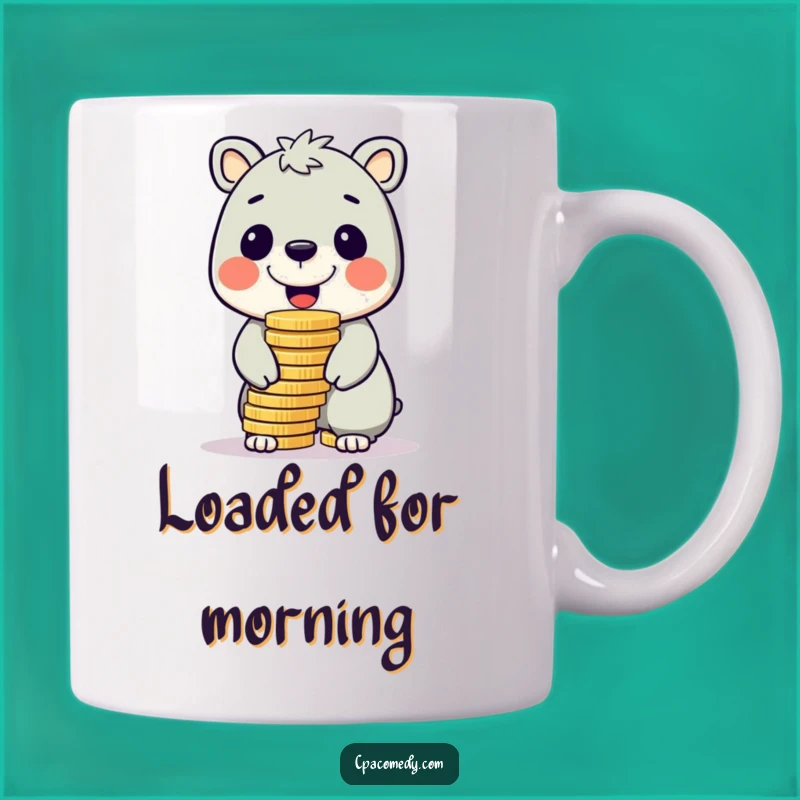 Funny Coin Balancing Animal Mug: Wealth Humor Gift for the Ambitious