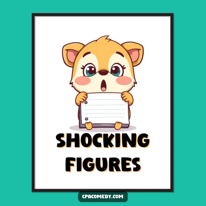 Funny Ledger Animal Digital Art: Shocked Numbers Print, Instant Humor Gift