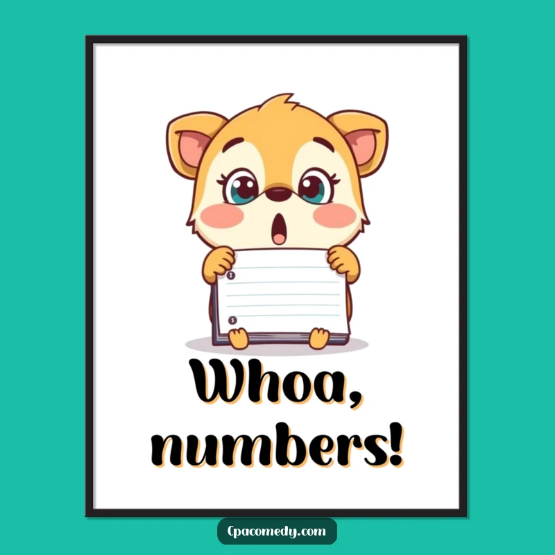 Funny Ledger Animal Poster: Shocking Numbers Art for Humorous Decor Gift