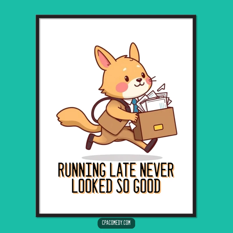 Free Printable Funny Business Animal Wall Art - Rushing Dog Downloadable Decor