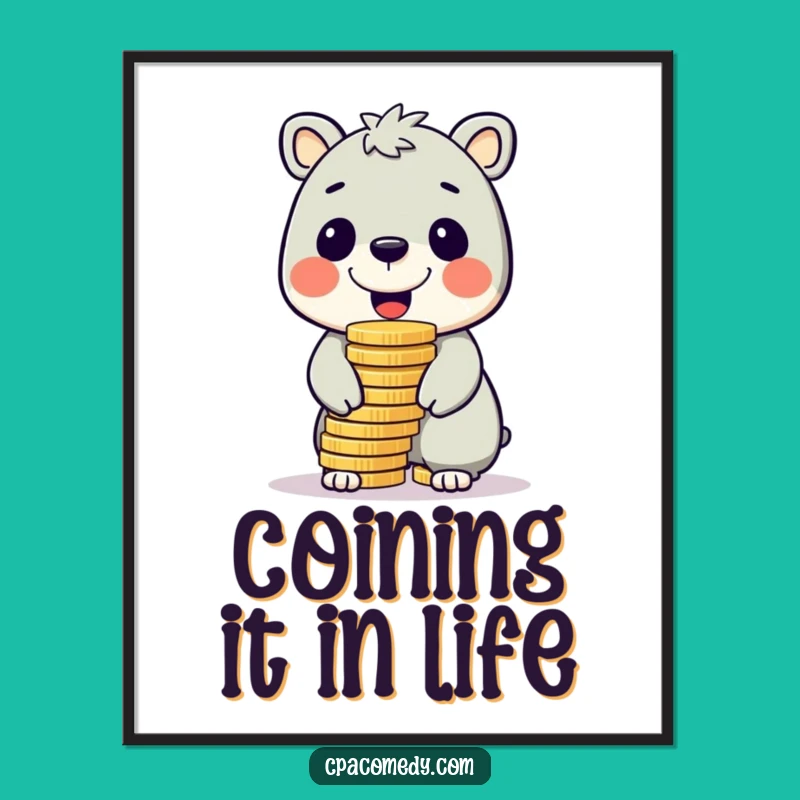 Funny Free Printable Wall Art: Coin Balancing Animal Art Downloadable Decor