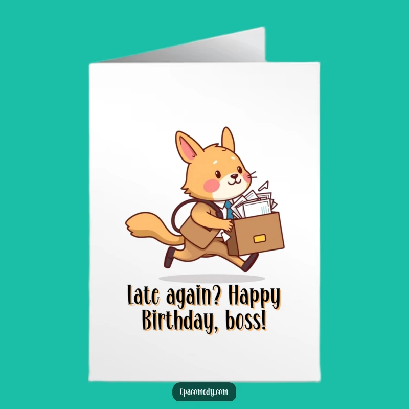 Free Printable Funny Animal Birthday Card - Rushing Business Dog Downloadable Gift