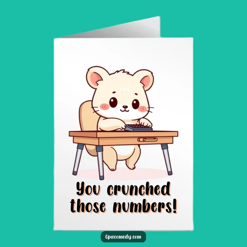 Congrats Free Printable Card: Calculator Animal Achievement Downloadable Gift