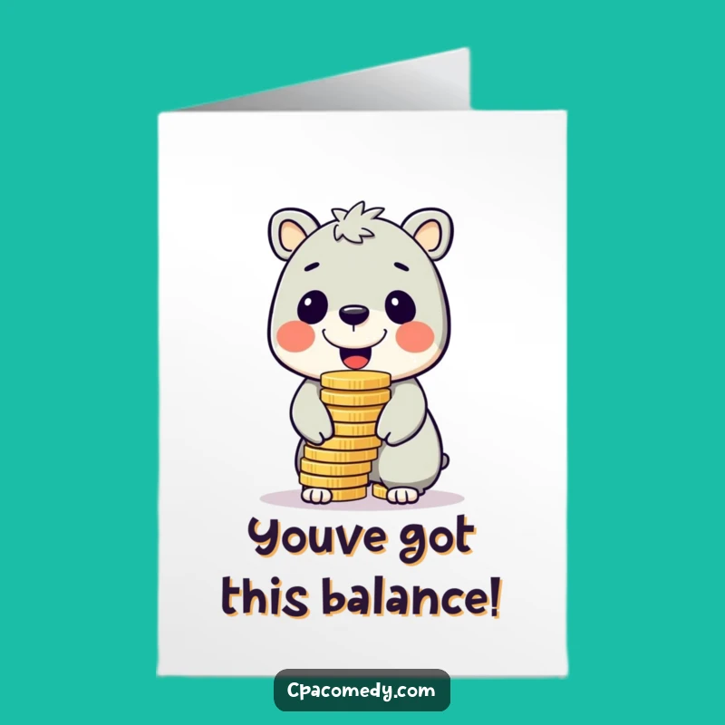 Congrats Free Printable Card: Coin Balancing Animal Achievement Downloadable Gift